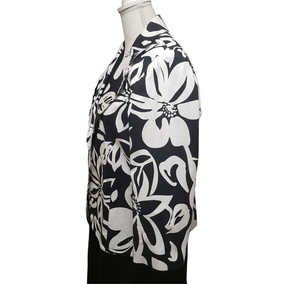 Patricr Christopher White Black Floral One Button Jacket Sz 14 - Picture 2 of 14